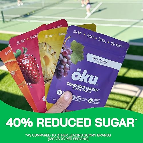 ōKU ENERGY CHEWS VARIETY PACK NATURAL CAFFEINE GUMMIES WITH GREEN TEA, YERBA MATE FIBER