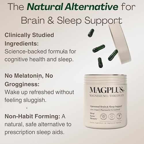 MAGPLUS MAGNESIUM L-THREONATE SLEEP BLEND WITH APIGENIN L-THEANINE BRAIN, MEMORY MOOD SUPPORT CAPSUL