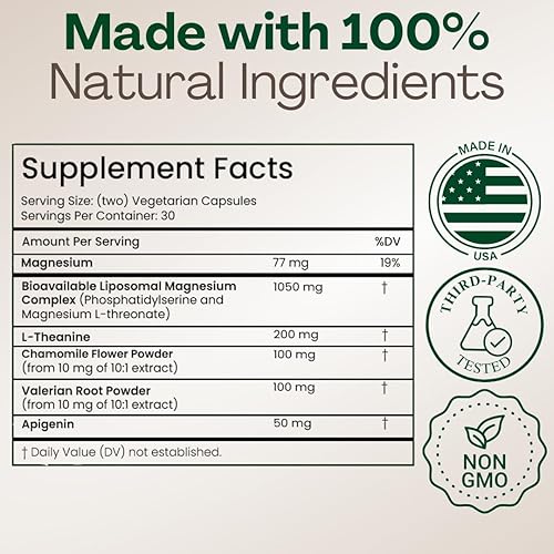 MAGPLUS MAGNESIUM L-THREONATE SLEEP BLEND WITH APIGENIN L-THEANINE BRAIN, MEMORY MOOD SUPPORT CAPSUL