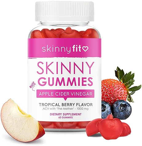 SKINNYFIT APPLE CIDER VINEGAR GUMMIES WITH VITAMINS B9, B12, BEETROOT, POMEGRANATE 60 COUNT