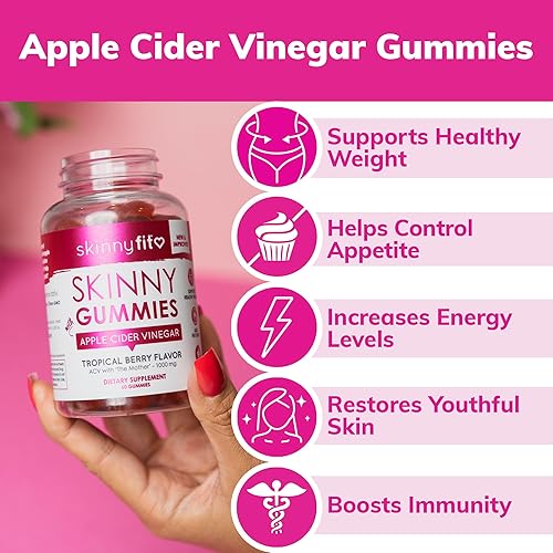 SKINNYFIT APPLE CIDER VINEGAR GUMMIES WITH VITAMINS B9, B12, BEETROOT, POMEGRANATE 60 COUNT