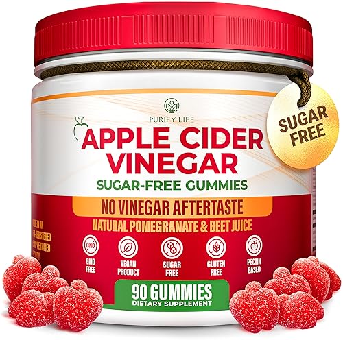 PURIFY LIFE SUGAR-FREE APPLE CIDER VINEGAR GUMMIES WITH MOTHER 90 CHEWS FOR DIGESTION, ENERGY IMMUNITY