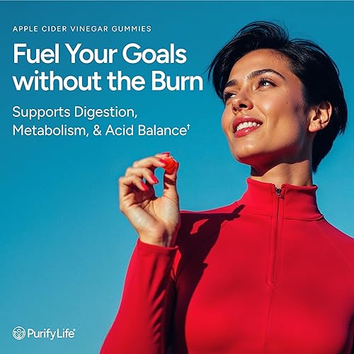 PURIFY LIFE SUGAR-FREE APPLE CIDER VINEGAR GUMMIES WITH MOTHER 90 CHEWS FOR DIGESTION, ENERGY IMMUNITY