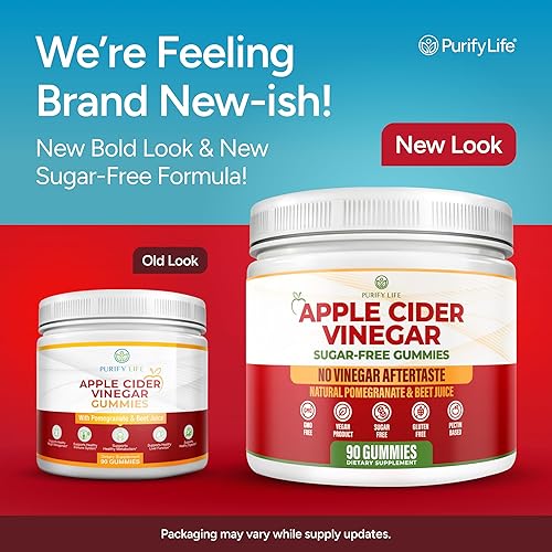 PURIFY LIFE SUGAR-FREE APPLE CIDER VINEGAR GUMMIES WITH MOTHER 90 CHEWS FOR DIGESTION, ENERGY IMMUNITY