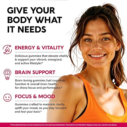 NUTRA VITAMIN B-COMPLEX GUMMIES FOR MEN WOMEN B12, B1-B9, VITAMIN C, CHOLINE VEGAN, 60 COUNT