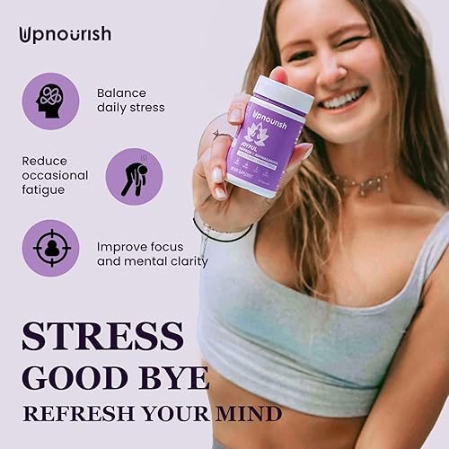 HEALTHAPPINESS NUTRITION UPNOURISH ORGANIC ASHWAGANDHA SAFFRON PROBIOTICS - STRESS RELIEF, MOOD, FOCUS, 30 VEGAN CAPS