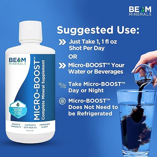 BEAM MINERALS MICRO-BOOST 32 FL OZ COMPLETE MINERAL SUPPLEMENT ALL ESSENTIAL MINERALS, NO PILLS