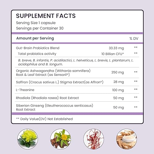 HEALTHAPPINESS NUTRITION UPNOURISH ORGANIC ASHWAGANDHA SAFFRON PROBIOTICS CAPSULES STRESS RELIEF MOOD SUPPORT