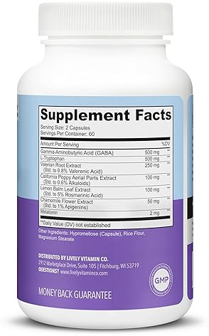 LIVELY VITAMIN CO SNOOZE FEST SLEEP SUPPORT SUPPLEMENT GABA, MELATONIN, CHAMOMILE 120CT