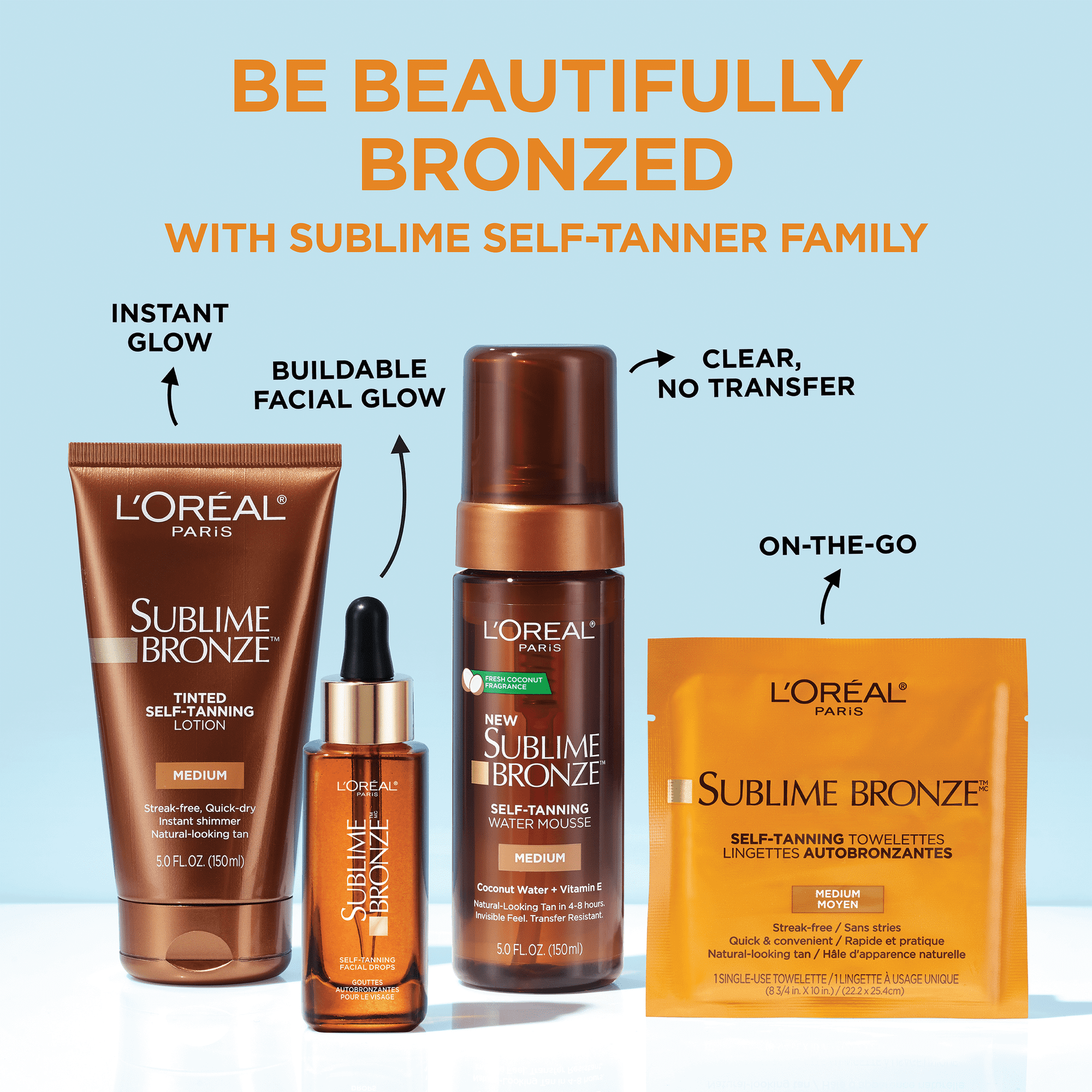 LOREAL PARIS SUBLIME BRONZE MEDIUM TINTED SELF-TANNING FACE LOTION, 5 FL OZ