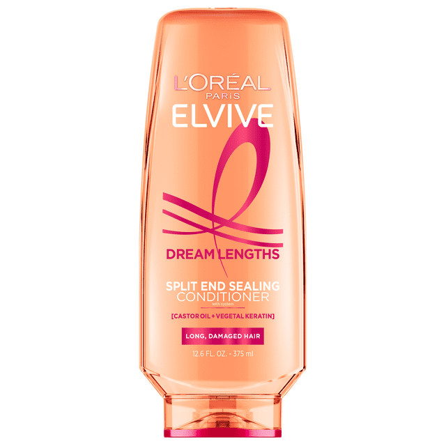 LORéAL PARIS ELVIVE DREAM LENGTHS CASTOR OIL CONDITIONER FOR DAMAGED HAIR, 12.6 FL OZ