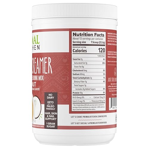 PRIMAL KITCHEN HAZELNUT COLLAGEN CREAMER POWDER WITH MCT OIL, 10.34 OZ COLLAGEN PEPTIDES