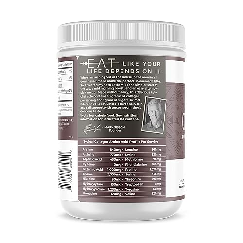 PRIMAL KITCHEN CHAI TEA COLLAGEN KETO LATTE POWDER 8.55 OZ COLLAGEN PEPTIDE DRINK MIX