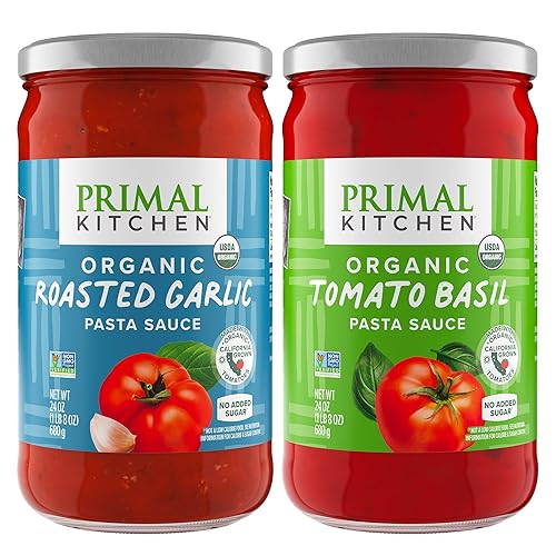 PRIMAL KITCHEN TOMATO PASTA SAUCE 2-PACK NO ADDED SUGAR, TOMATO BASIL ROASTED GARLIC
