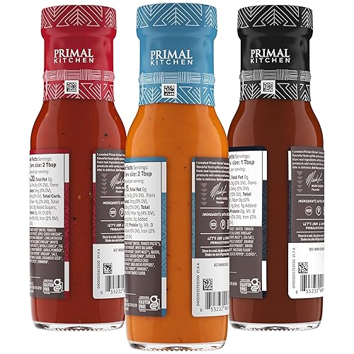 PRIMAL KITCHEN ORGANIC BBQ STEAK SAUCE 3-PACK NO CANE SUGAR, REAL INGREDIENTS