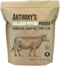 Anthonys 1 lb Grass-Fed Collagen Peptide Powder Hydrolyzed, Gluten-Free, Keto Paleo