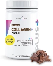 Livingood Collagen Powder for Hair, Skin Nails Grass-Fed, Keto, Gluten-Free, Chocolate, 30 Servings