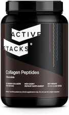 Active Stacks Grass-Fed Collagen Peptides Powder, Chocolate Type 1 3 for Hair, Skin, Joints, 2 lb