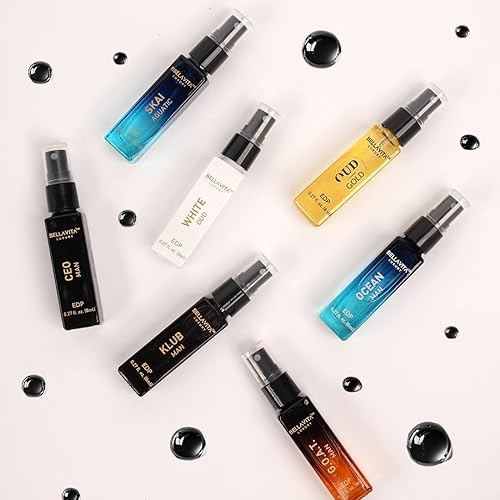 STELLA BELLAVITA LUXURY MENS PERFUME SET 7X8ML BERGAMOT, OUD PATCHOULI LONG-LASTING, CRUELTY