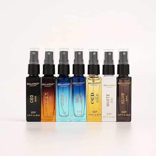 STELLA BELLAVITA LUXURY MENS PERFUME SET 7X8ML BERGAMOT, OUD PATCHOULI LONG-LASTING, CRUELTY