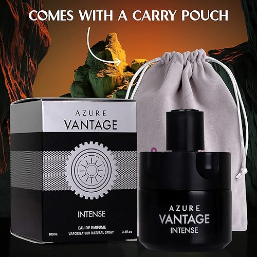 NOVOGLOW AZURE VANTAGE INTENSE EAU DE PARFUM 100ML LONG-LASTING MASCULINE SCENT WITH POUCH