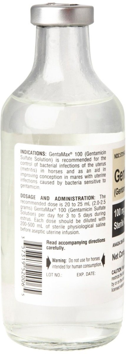 GENTAMAX GENTAMICIN (GENERIC) SULFATE SOLUTION FOR HORSES, 100 MG/ML, 250-ML