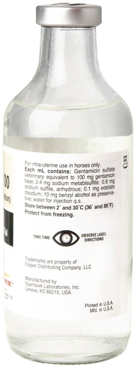 GENTAMAX GENTAMICIN (GENERIC) SULFATE SOLUTION FOR HORSES, 100 MG/ML, 250-ML