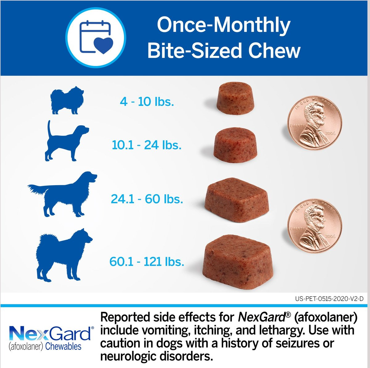 NEXGARD CHEWABLES FOR DOGS, 24.1-60 LBS, (PURPLE BOX), 6 CHEWABLE TABLETS (6-MOS. SUPPLY)