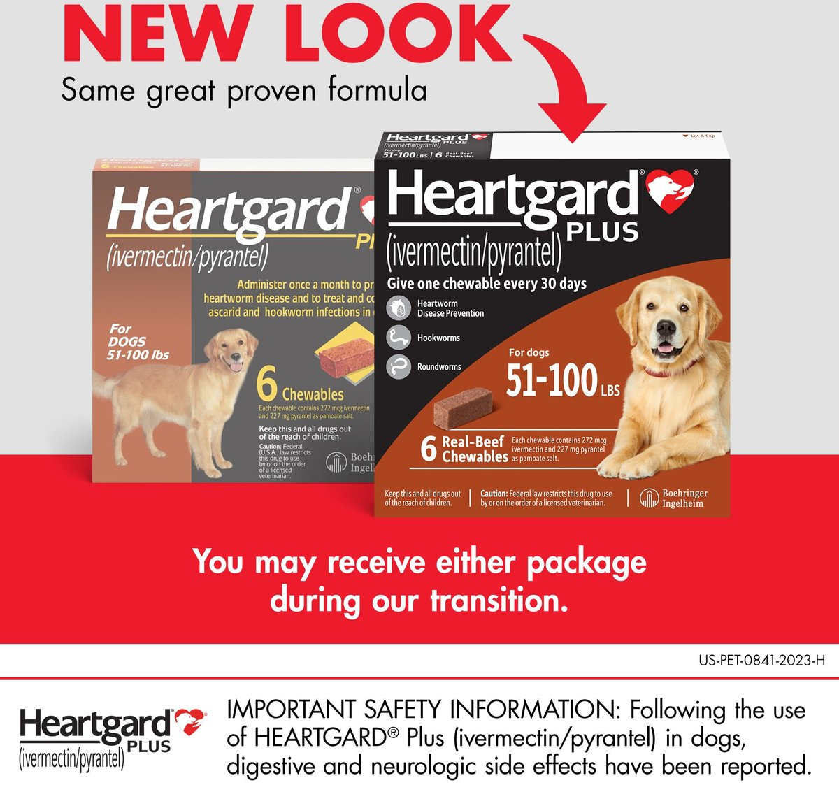 HEARTGARD PLUS CHEW FOR DOGS, 51-100 LBS, (BROWN BOX), 6 CHEWS (6-MOS. SUPPLY)