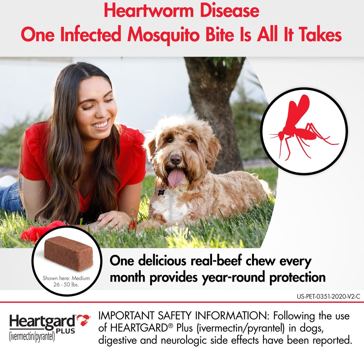 HEARTGARD PLUS CHEW FOR DOGS, 51-100 LBS, (BROWN BOX), 6 CHEWS (6-MOS. SUPPLY)