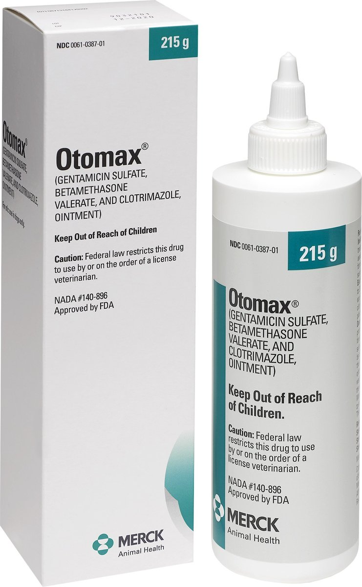 OTOMAX (GENTAMICIN / BETAMETHASONE / CLOTRIMAZOLE) OTIC OINTMENT FOR DOGS, 215-G BOTTLE