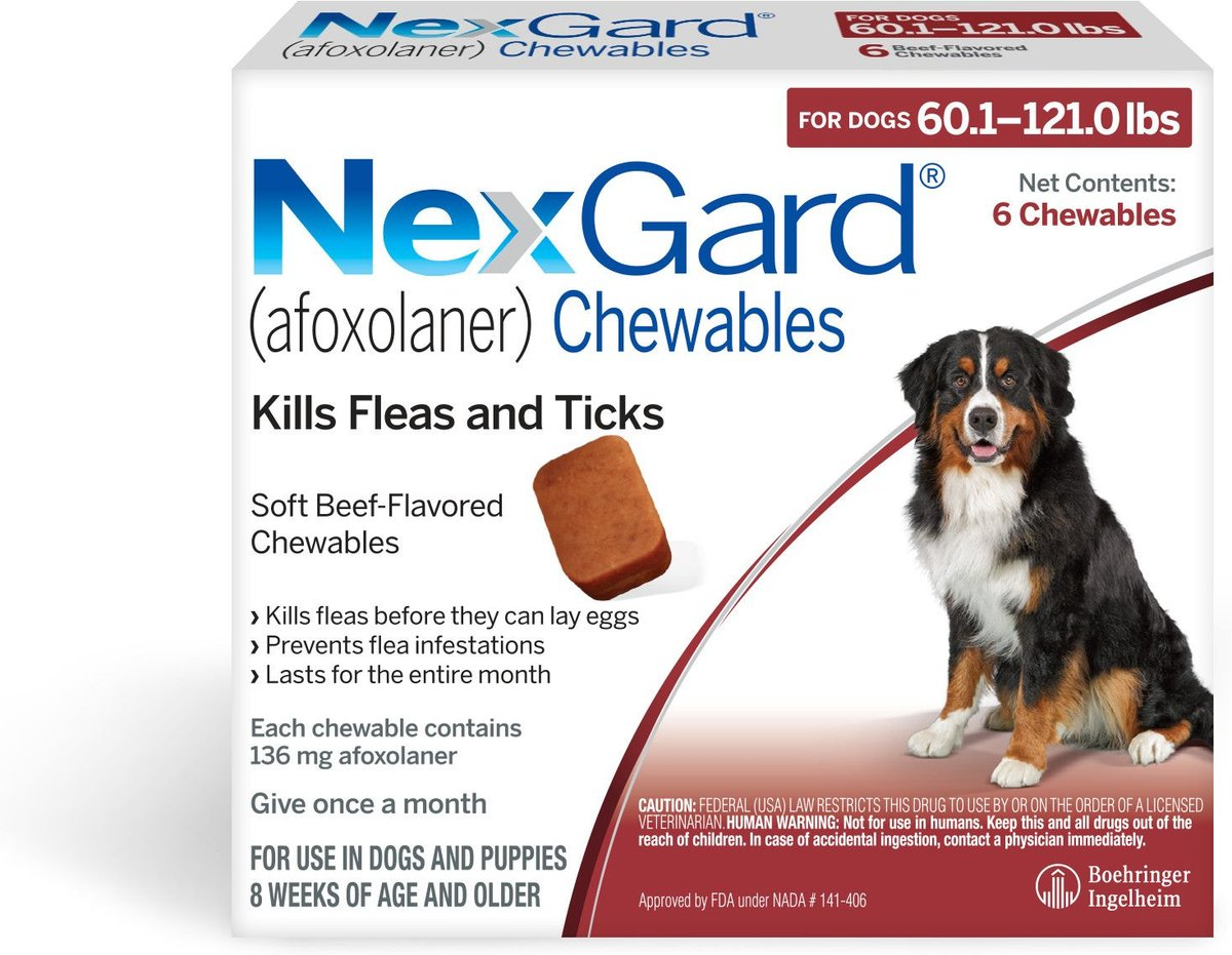 NEXGARD CHEW, 60.1-121 LBS, (RED BOX), 12 CHEWS (12-MOS. SUPPLY) + HEARTGARD PLUS CHEW FOR DOGS, 51-100 LBS, (BROWN BOX), 12 CHEWS (12-MOS. SUPPLY)