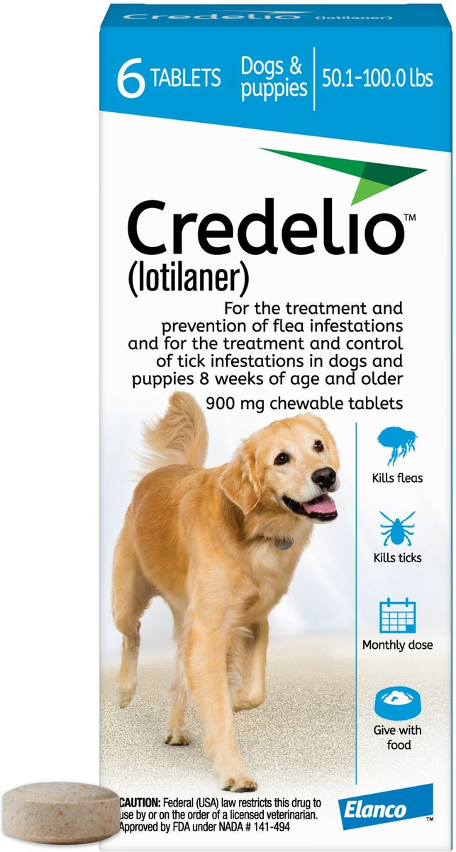 CREDELIO CHEWABLE TABLET, 50.1-100 LBS, (BLUE BOX), 12 CHEWABLE TABLETS (12-MOS. SUPPLY) + INTERCEPTOR PLUS CHEW FOR DOGS, 50.1-100 LBS, (BLUE BOX), 12 CHEWS (12-MOS. SUPPLY)