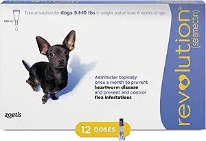REVOLUTION TOPICAL SOLUTION FOR DOGS, 5.1-10 LBS, (PURPLE BOX), 12 DOSES (12-MOS. SUPPLY)