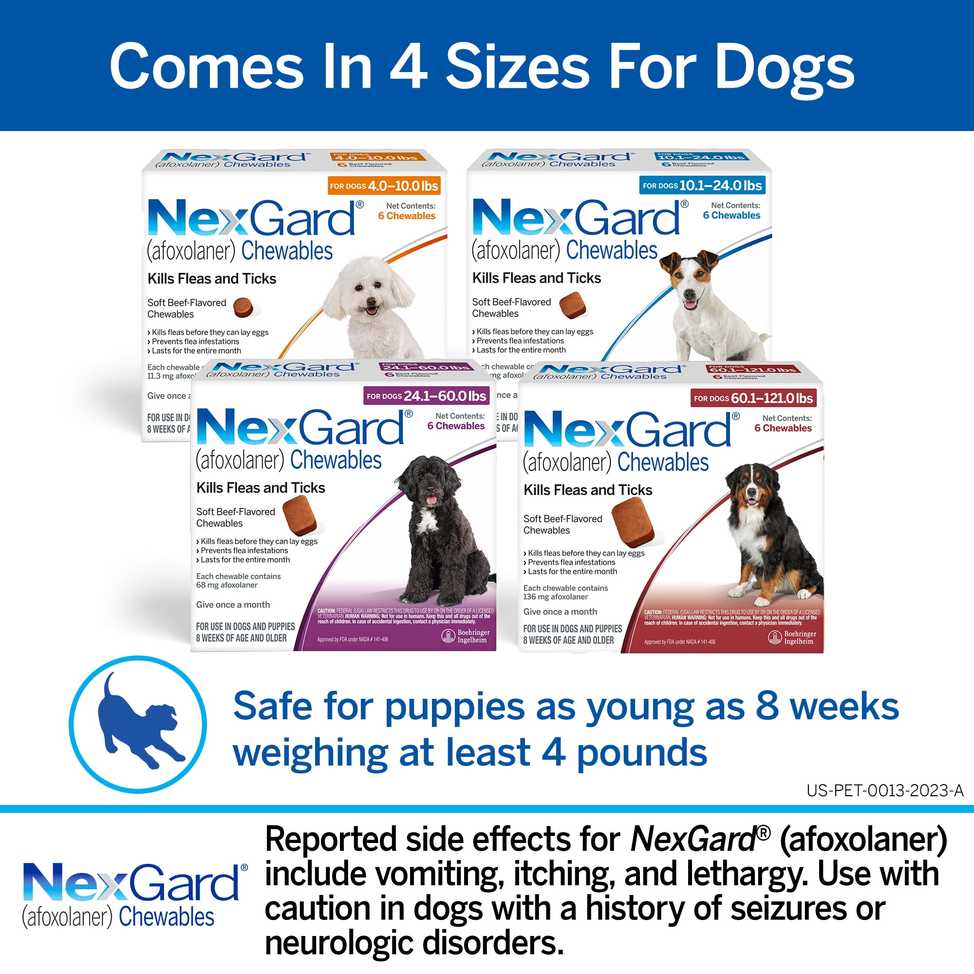 NEXGARD CHEWABLES FOR DOGS, 60.1-121 LBS, (RED BOX), 6 CHEWABLE TABLETS, BUNDLE OF 2 (12-MOS. SUPPLY)