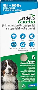 CREDELIO CHEWABLE TABLET FOR DOGS, 50.1-100 LBS, (BLUE BOX), 12 CHEWABLE TABLETS (12-MOS. SUPPLY)