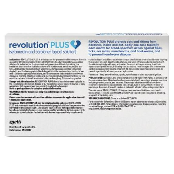 REVOLUTION PLUS TOPICAL SOLUTION FOR CATS, 2.8-5.5 LBS, (GOLD BOX), 12 DOSES (12-MOS. SUPPLY)