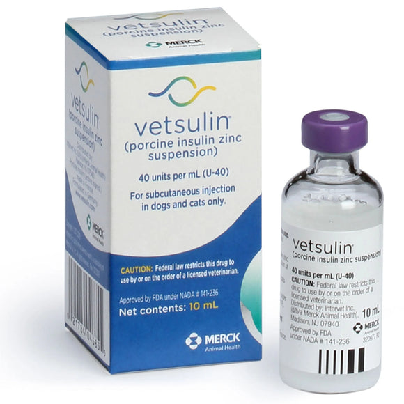 VETSULIN (PORCINE INSULIN ZINC SUSPENSION) U-40 INJECTABLE FOR DOGS & CATS, 10-ML, BUNDLE OF 2
