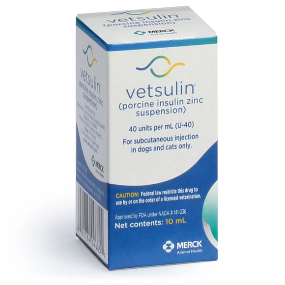 VETSULIN (PORCINE INSULIN ZINC SUSPENSION) U-40 INJECTABLE FOR DOGS & CATS, 10-ML, BUNDLE OF 2