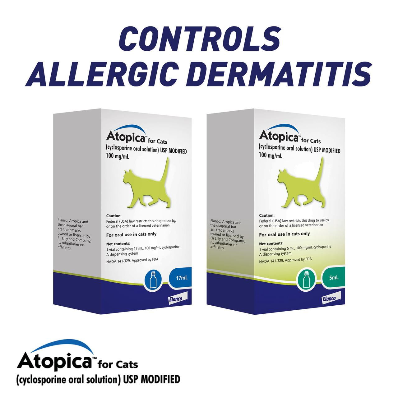 ATOPICA (CYCLOSPORINE) ORAL SOLUTION USP MODIFIED FOR CATS, 100 MG/ML, 17-ML