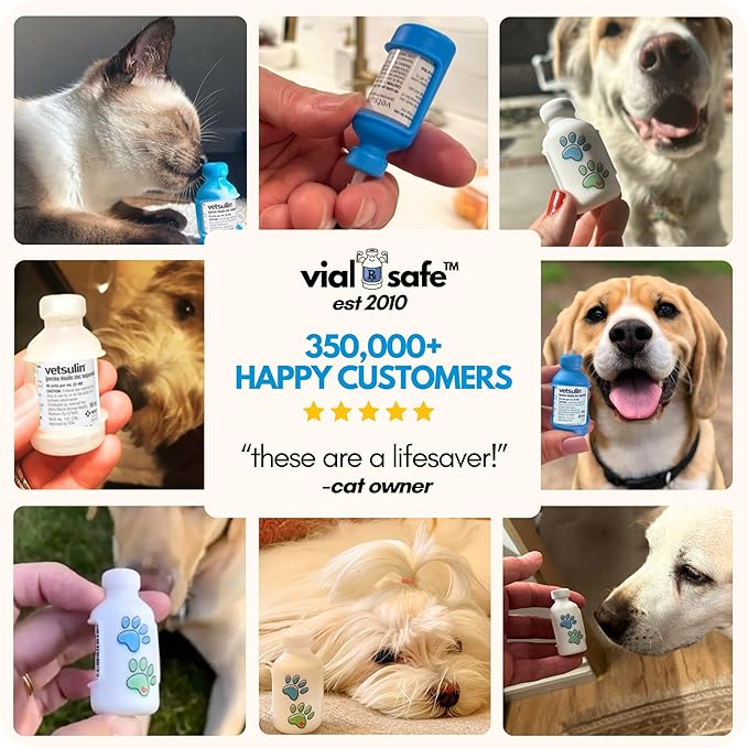 VIAL SAFE FOR PETS INSULIN VIAL PROTECTOR FOR VETSULIN, CAT/DOG PAW PRINTS, 2 PACK