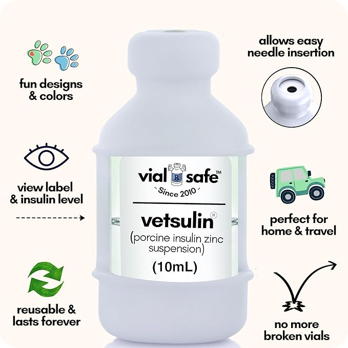 VIAL SAFE FOR PETS INSULIN VIAL PROTECTOR FOR VETSULIN, CAT/DOG PAW PRINTS, 2 PACK