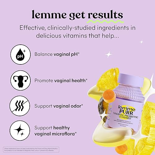 LEMME PURR VAGINAL PROBIOTIC GUMMIES FOR WOMEN PH BALANCE, YEAST FLORA SUPPORT, VITAMIN C, PINEAPPLE
