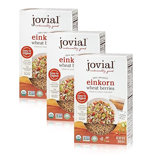 JOVIAL ORGANIC EINKORN WHEAT BERRIES 16OZ PACK OF 3 NON-GMO, HIGH PROTEIN, WHOLE GRAIN