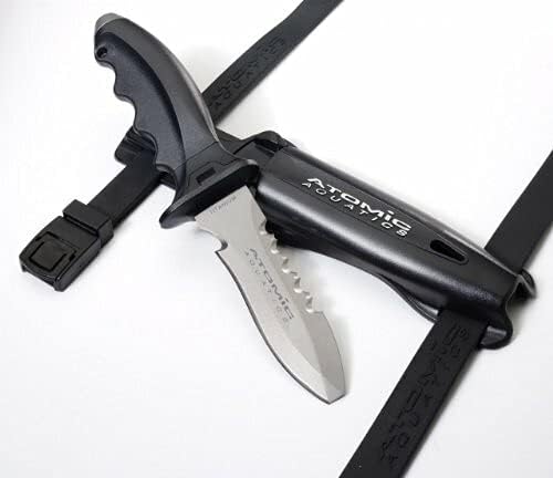 ATOMIC AQUATICS TI6 TITANIUM DIVE KNIFE WITH BLUNT TIP DURABLE CORROSION-RESISTANT BLADE