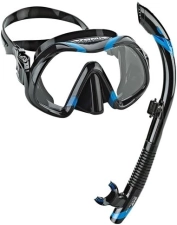 ATOMIC AQUATICS VENOM DIVE MASK SV2 SNORKEL COMBO BLACK AND BLUE SCUBA GEAR SET
