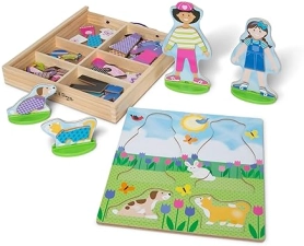 MELISSA DOUG BEST FRIENDS WOODEN MAGNETIC DRESS-UP DOLLS PLAY SET 78 PIECES PRETEND PLAY