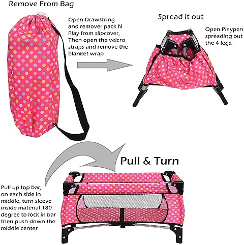 FASH N KOLOR 4-PIECE DOLL PLAY SET WITH PACK N PLAY, STROLLER, HIGH CHAIR INFANT SEAT FOR 18 DOLLS