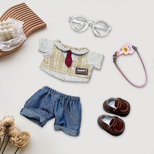 YEYMEILR 5-PCS DOLL CLOTHES SET FOR 15-17CM DOLLS WITH STORAGE BAG ADJUSTABLE STRAP SHIRT, PANTS, SHOES, GUIT