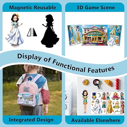 YUZEE MAGNETIC PAPER DOLL STICKERS FOR GIRLS TRAVEL TOY WITH 33 CLOTHES 3D SCENE